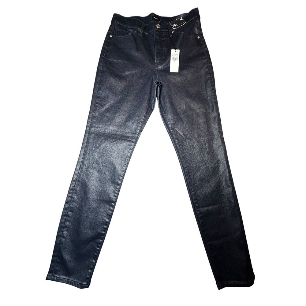 Express Edgy Gothic‎ Moto Skinny High Rise Coated Black Jeans 6R New MSRP $98